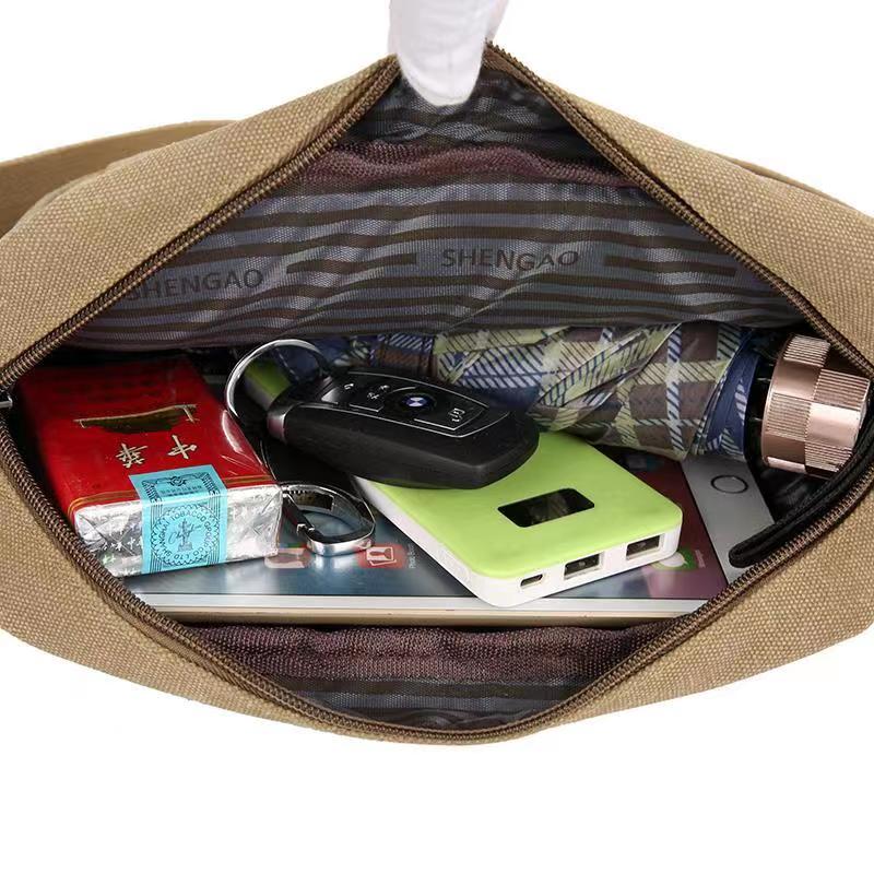 Men's canvas bag, single-shoulder bag, Korean-style trendy casual canvas bag, business vertical outdoor backpack, horizontal crossbody bag Application Scenario