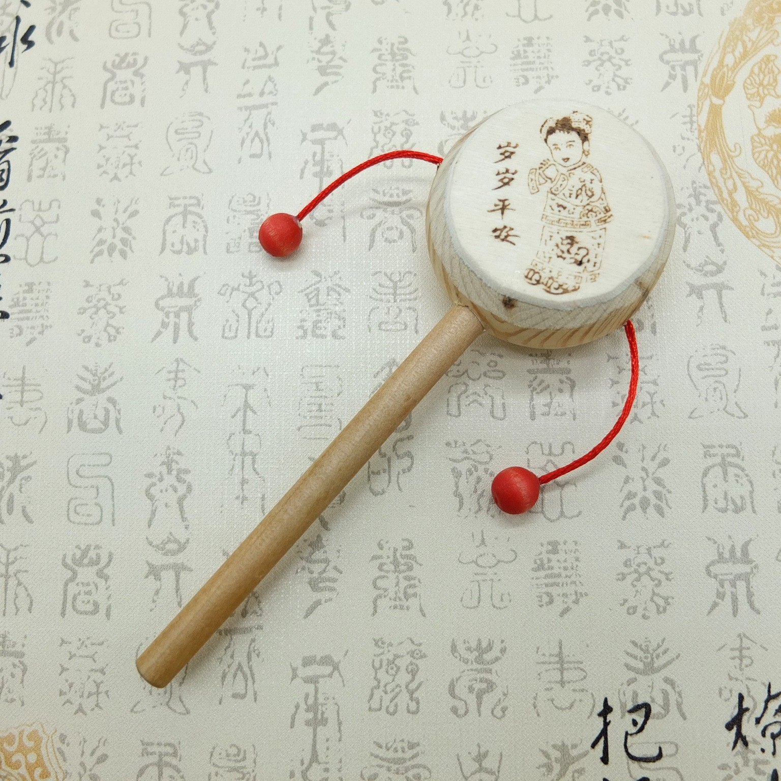 木质拨浪鼓细节图