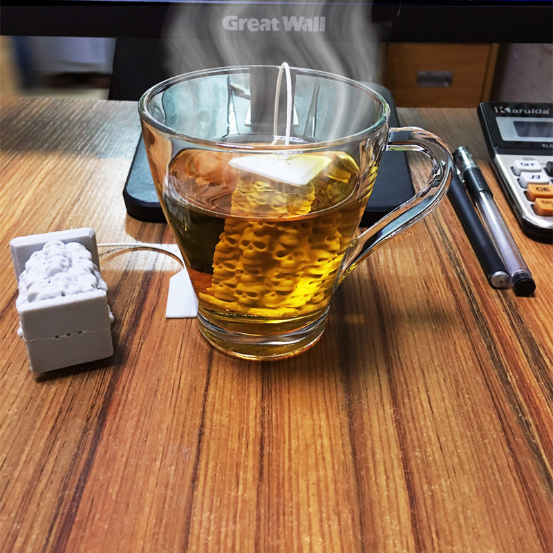 跨境货源骷髅头塔泡茶器硅胶 Tea Infuser 茶叶过滤器头骨塔茶包图