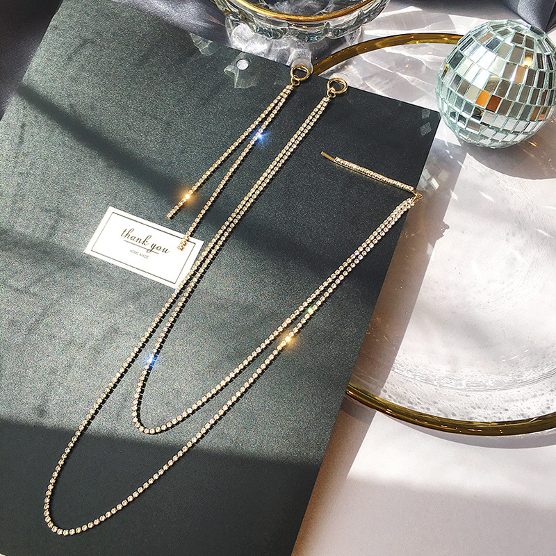 Wholesale of new fairy-like copper-plated real gold long multi-layer elegant tassel earrings and silver needle earrings for women to shape their faces Specification image