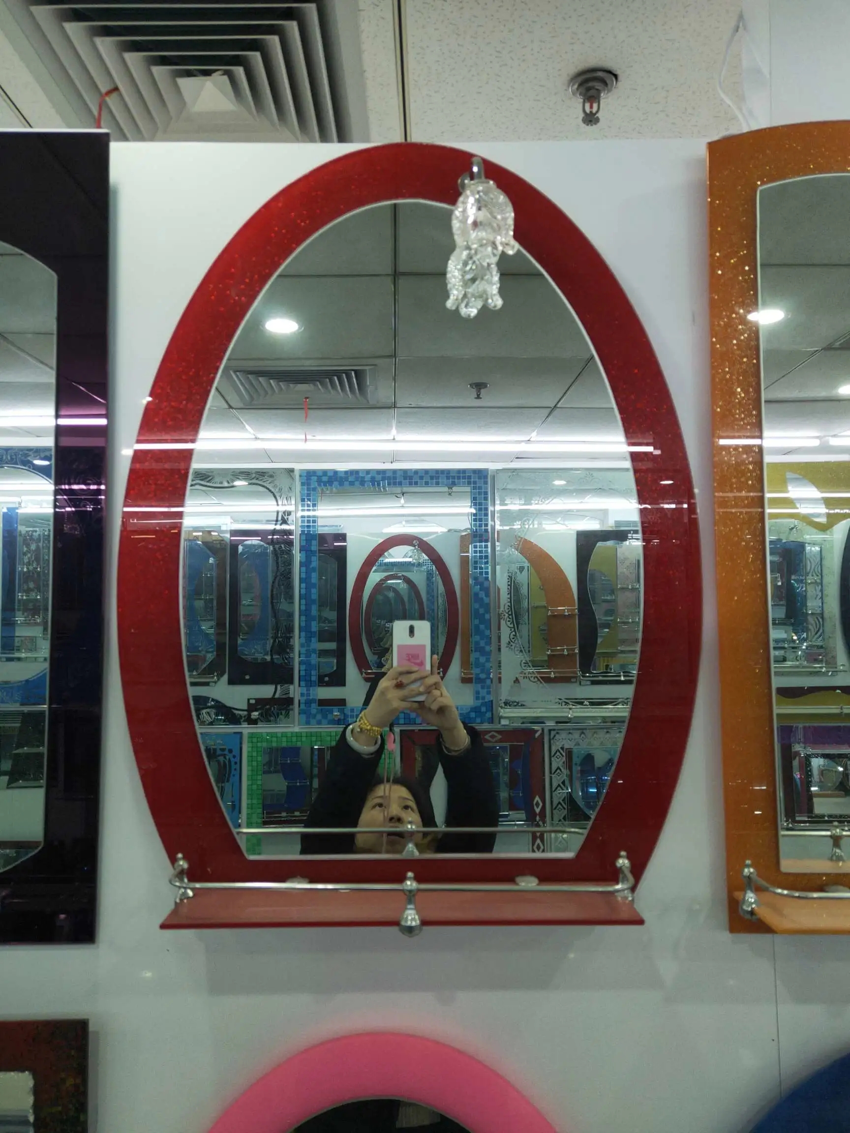 红镜子厂家直销 浴室镜红色        详情2