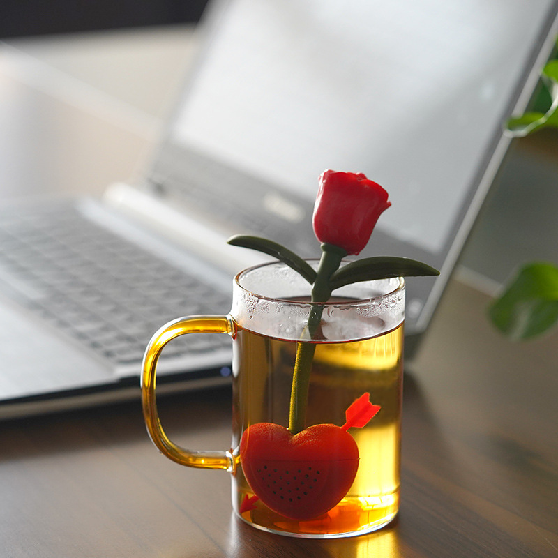 新款玫瑰花心里有你硅胶泡茶器 硅胶爱心滤茶器 硅胶花型茶包