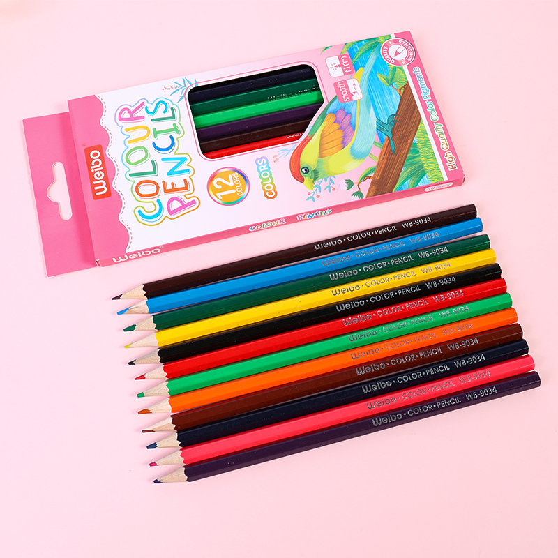 Wholesale of colored pencils for kindergarten students and children, 12-color pencil sets, non-toxic drawing tools made of solid wood, Weibo Stationery Specification image