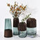简约现代ins创意木桶透明玻璃花瓶客厅干花插花装饰桌面花艺工艺摆件图