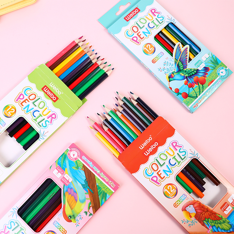 Wholesale of colored pencils for kindergarten students and children, 12-color pencil sets, non-toxic drawing tools made of solid wood, Weibo Stationery Application Scenario