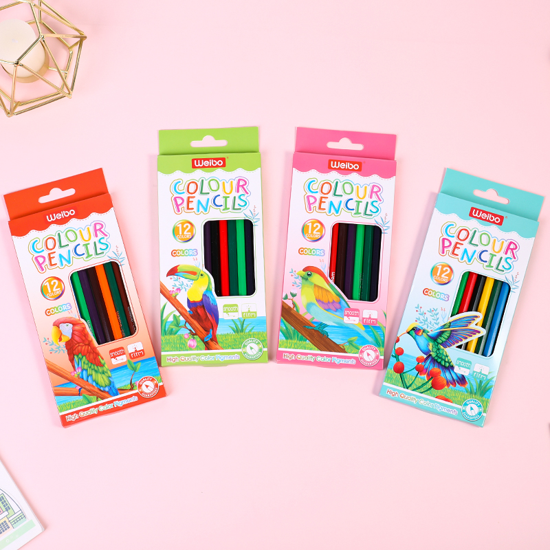 Wholesale of colored pencils for kindergarten students and children, 12-color pencil sets, non-toxic drawing tools made of solid wood, Weibo Stationery