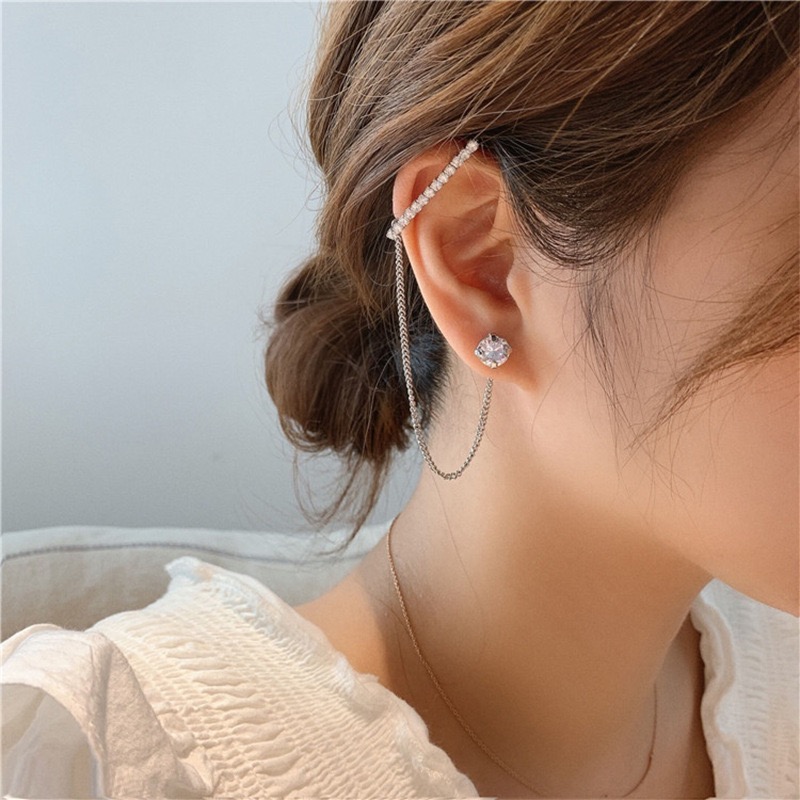 New Korean-style earrings, long, multi-layered, and elegant copper-plated real gold tassel earrings, women's face shaping silver needle earrings Item Picture