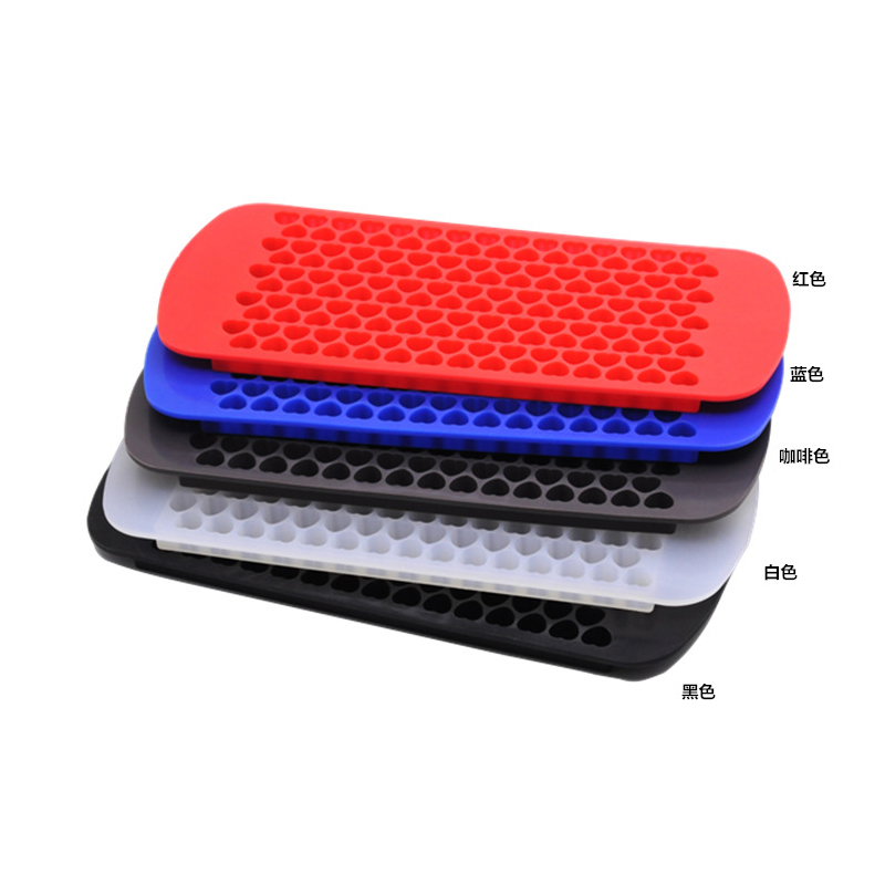 硅胶心形冰格/硅胶制冰器/自制冰块模具白底实物图