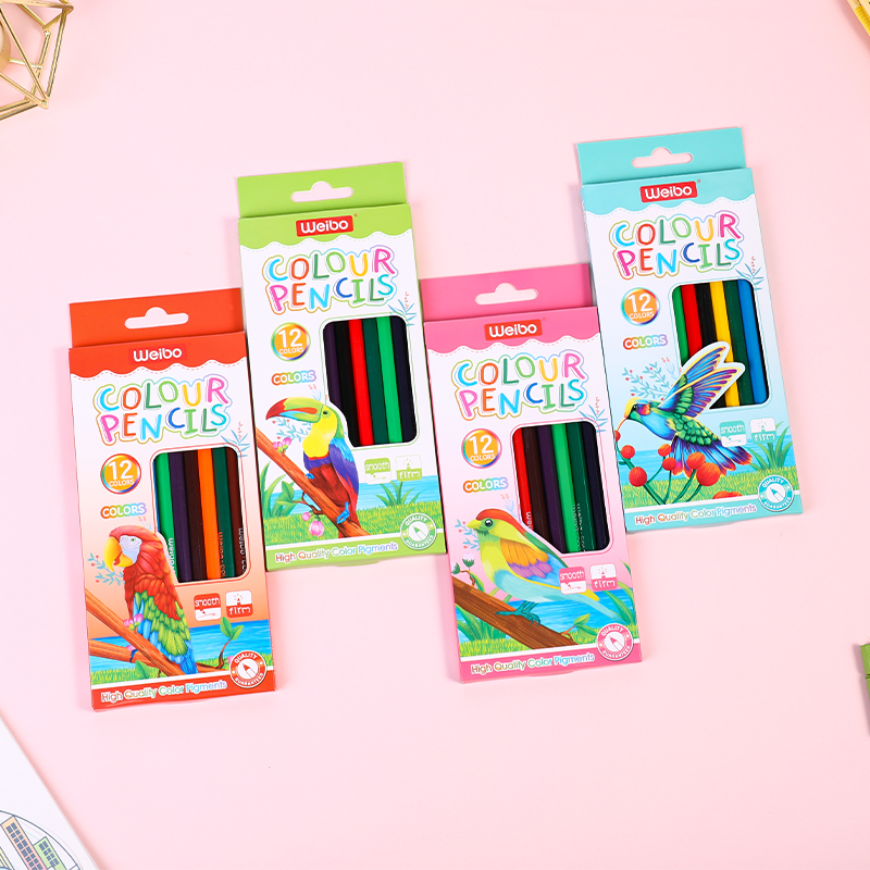 Wholesale of colored pencils for kindergarten students and children, 12-color pencil sets, non-toxic drawing tools made of solid wood, Weibo Stationery details Picture