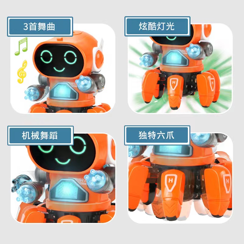 Cross-border new products such as dancing electric six-claked fish, steel robot, light and music, children and boys, and popular toys at street stalls Application Scenario