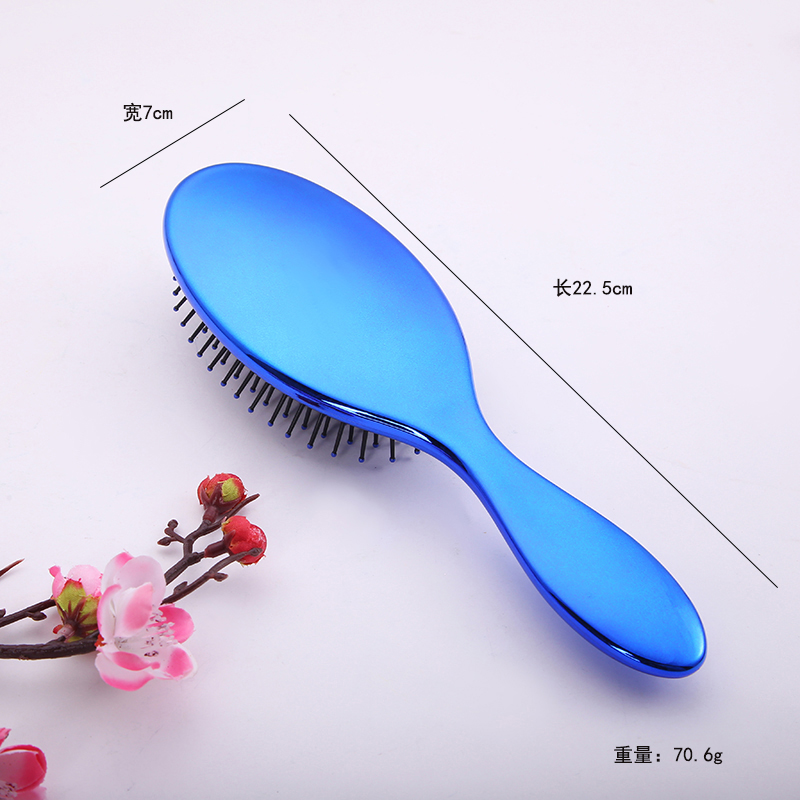 New fashionable Japanese and Korean popular beauty comb, hair comb, massage comb, handle comb, oval air bag comb, round electroplated color 46 details Picture