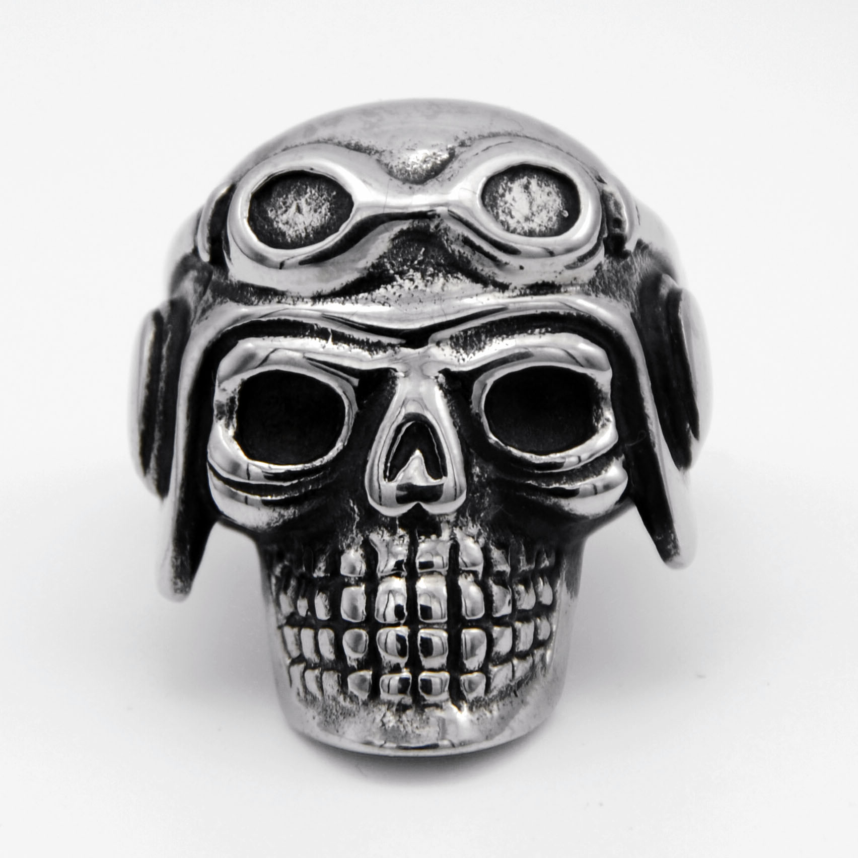 新款时尚男士钛钢不修钢朋克风戒指鬼头飞行员