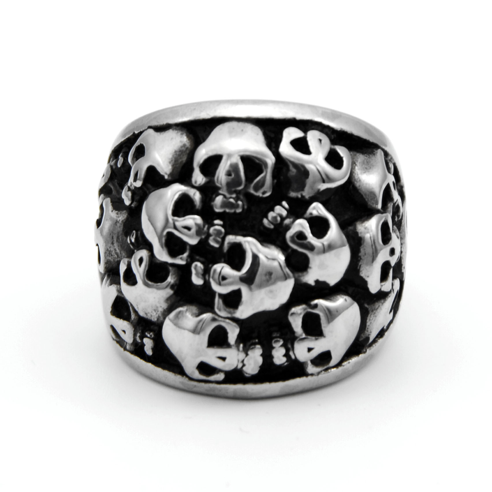 新款时尚男士钛钢不修钢朋克风戒指鬼头群魔乱舞
