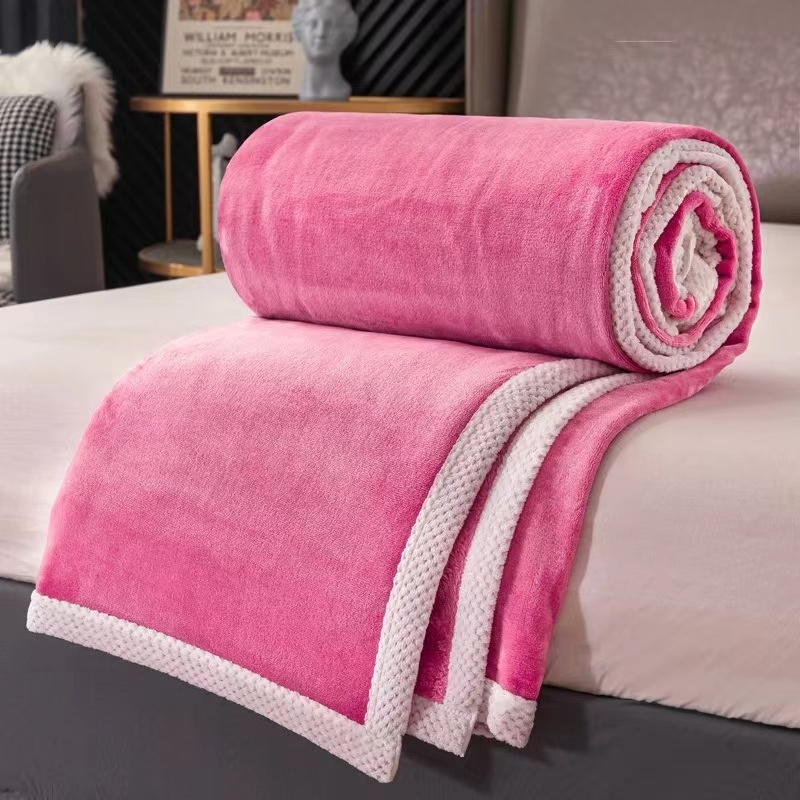 网红爆款双面加厚牛奶绒毛毯 法兰绒毯被子冬季床单 小毯子