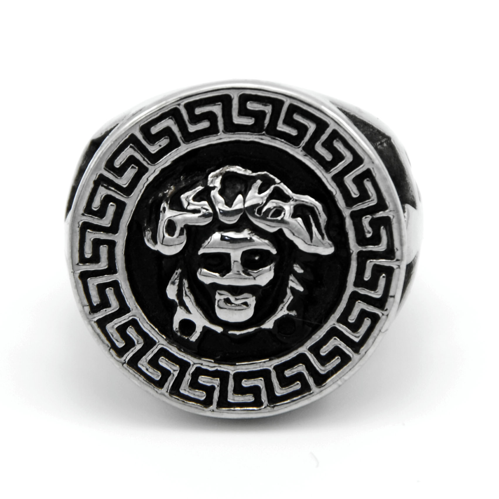 新款时尚男士钛钢不修钢朋克风戒指长城纹太阳神