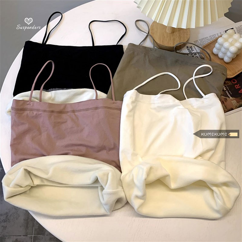A fleece, thickened, small halter BM-style slim-fit inner tank top for women's autumn sleeveless strapless base layer