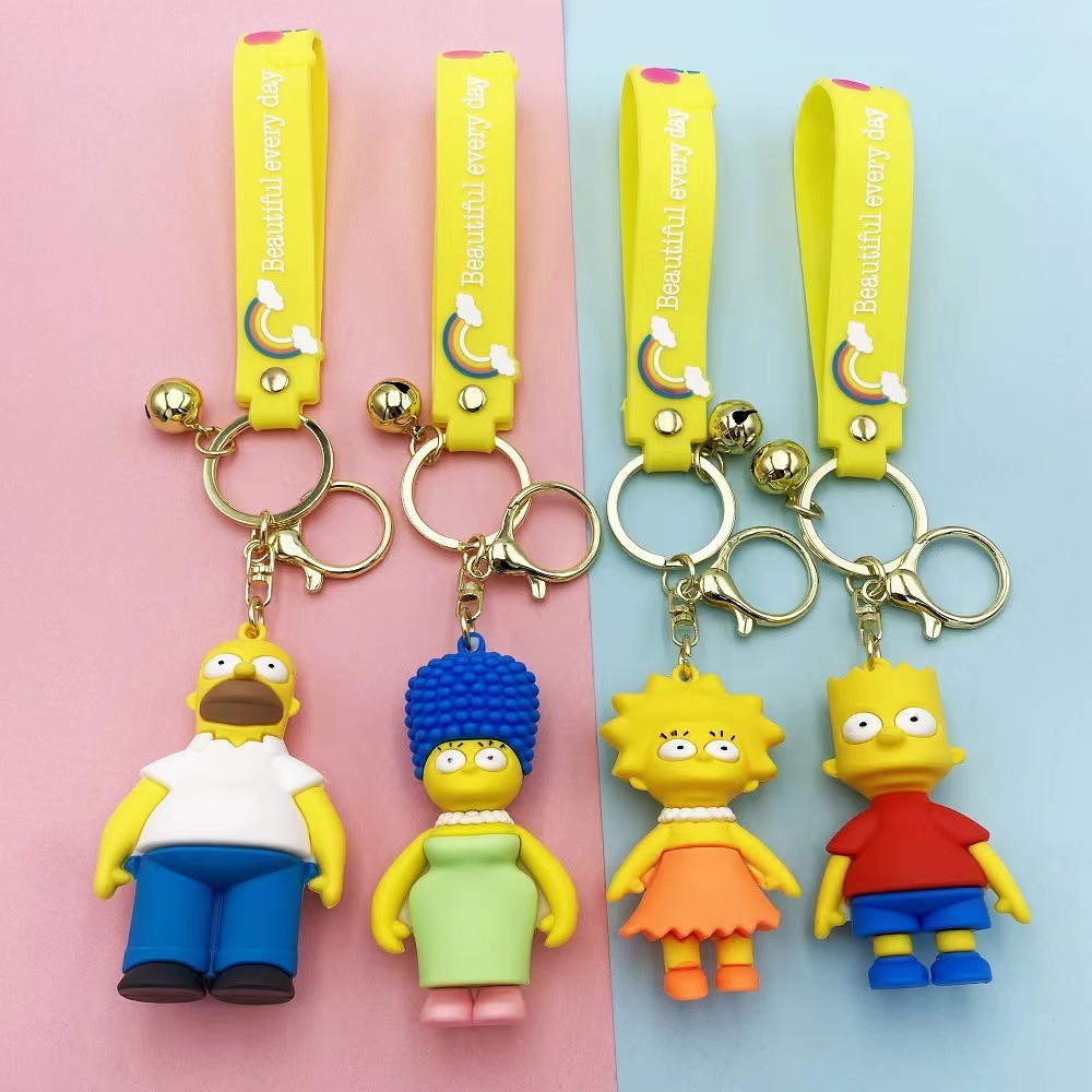 辛普森一家钥匙链可爱情侣汽车小饰品钥匙挂件卡通包包挂饰钥匙扣