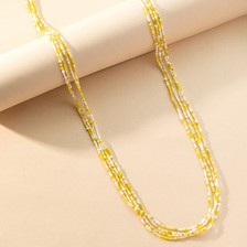 手工串珠饰品波西米亚风项饰玻璃米珠长链子项链装饰饰品