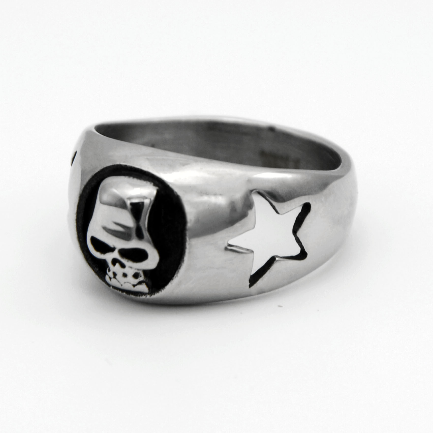 新款时尚男士钛钢不修钢朋克风戒指鬼头机械齿轮风格详情3