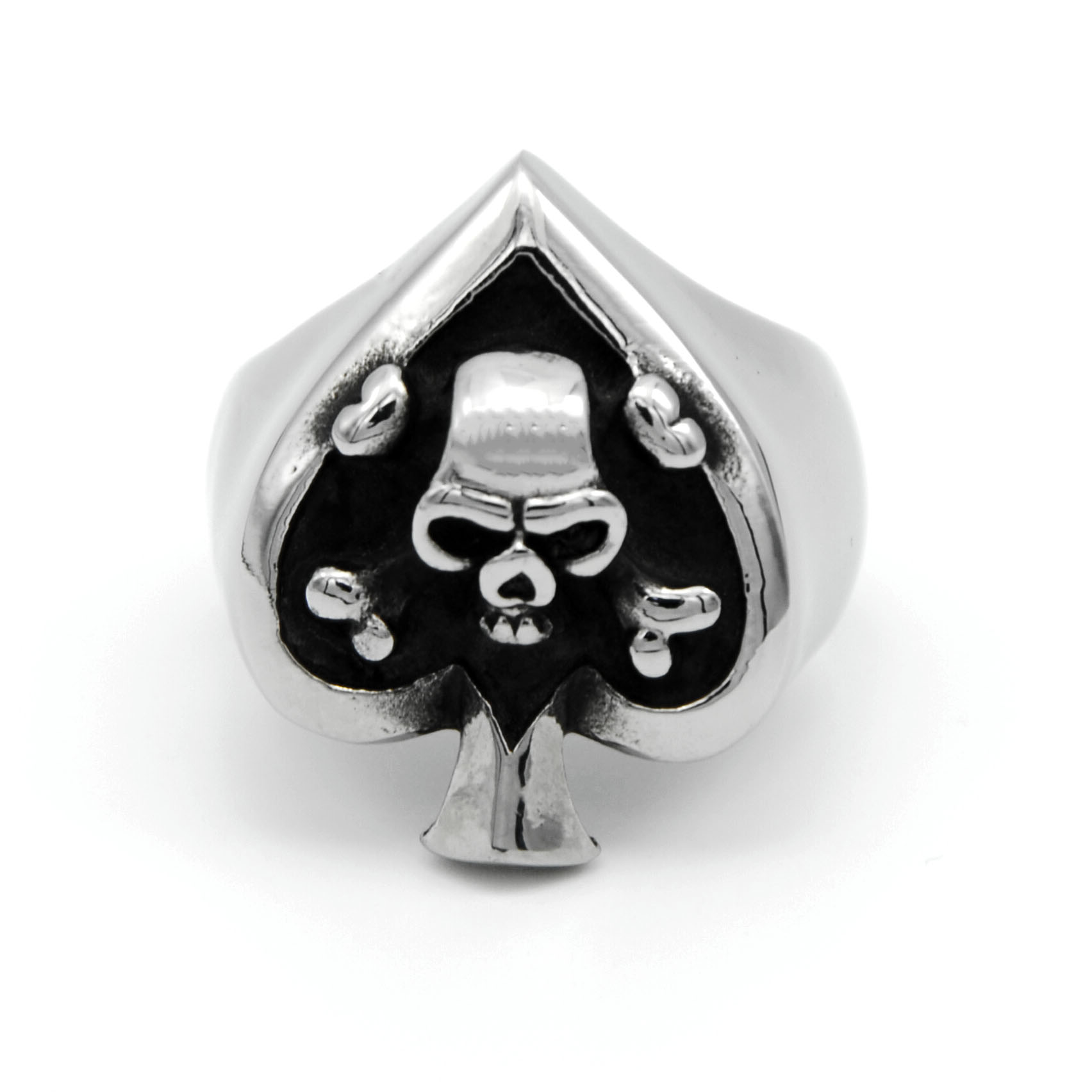新款时尚男士钛钢不修钢朋克风戒指鬼头黑桃骷髅头