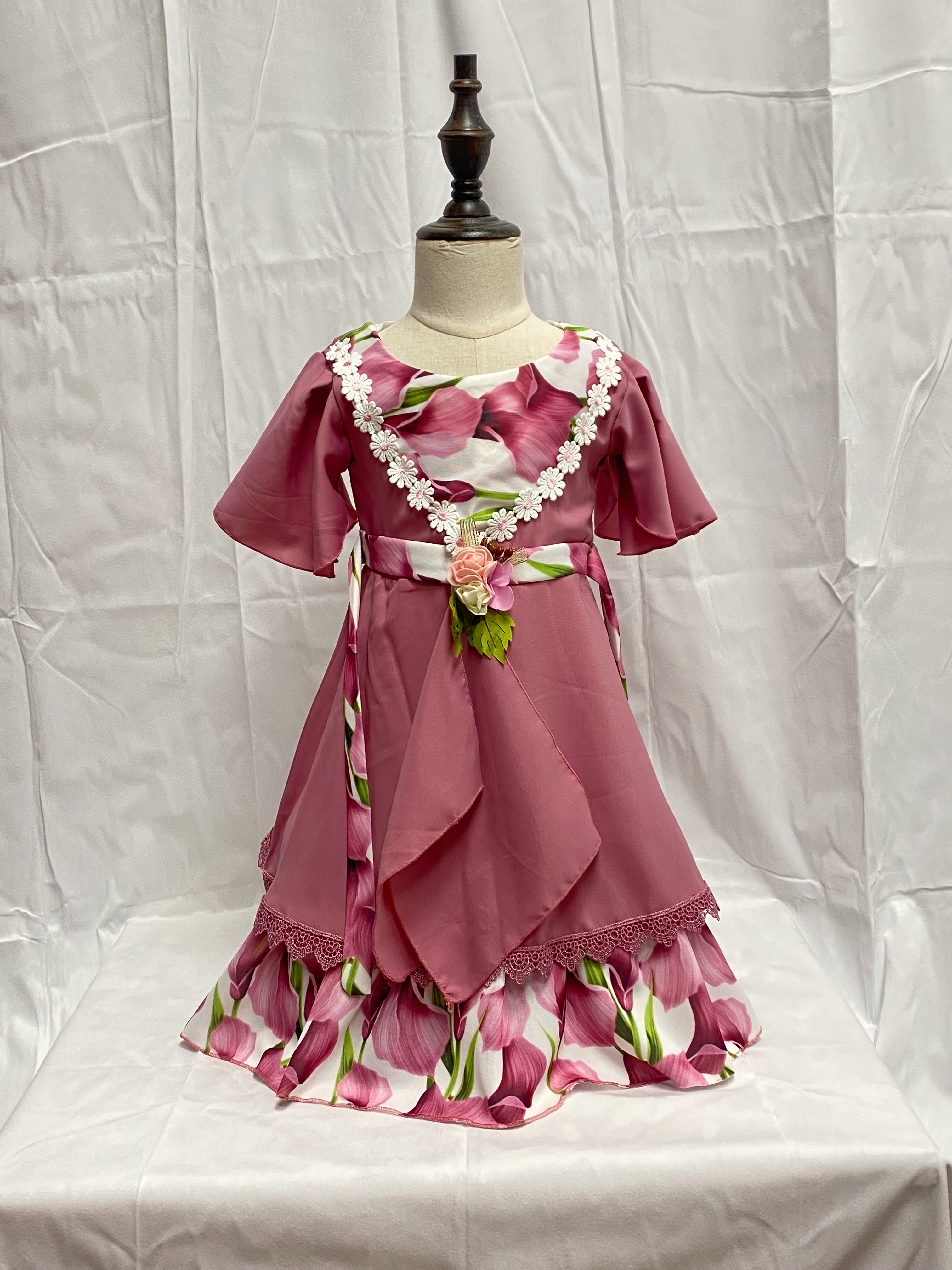 跨境童裙外贸针织花连衣裙女童公主裙夏假马甲连衣裙