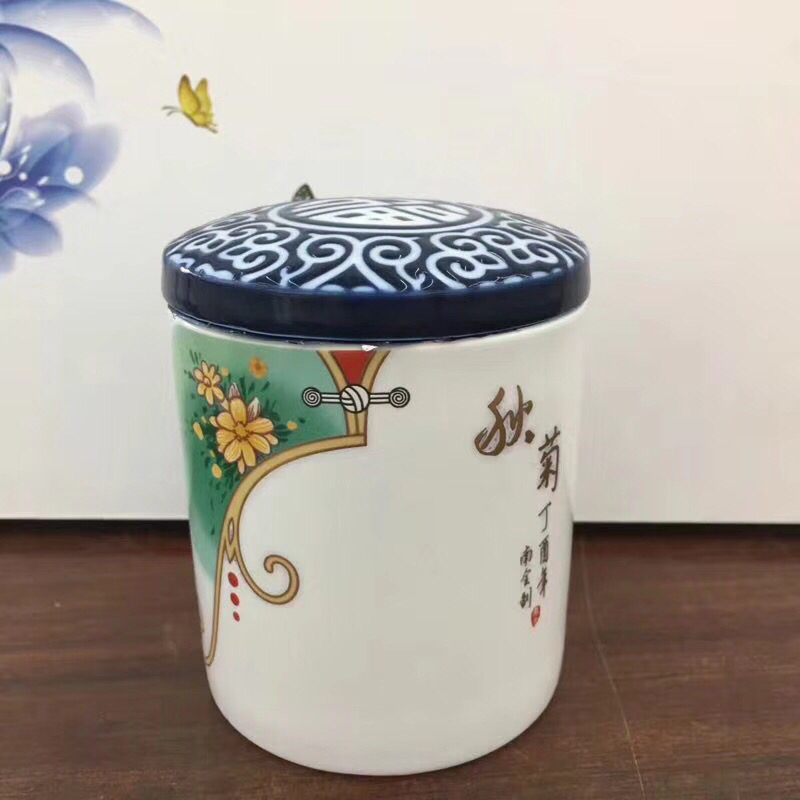 Kunkun Ceramics Chinese Style Ceramic Tea Canister for Spring, Summer, Autumn and Winter, embossed sealed lid, tea storage canister, tea box 046 Application Scenario
