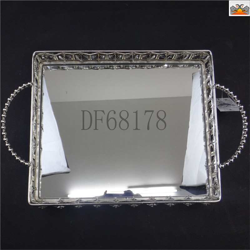 DF68178镜面水晶盘子金属收纳托盘摆件家用客厅摆盘装饰水果盘DF Trading House