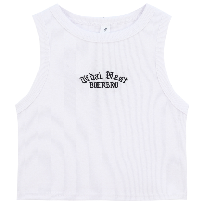 This is a trendy autumn 2022 new sleeveless, form-fitting top for women wearing a white I-shaped vest inside Application Scenario