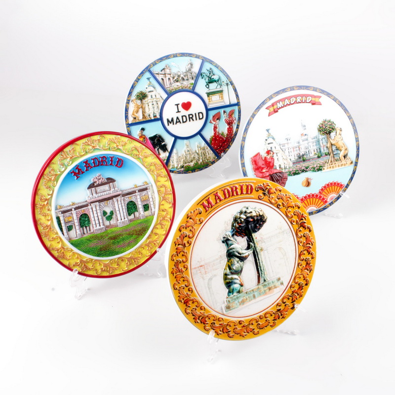 Venta directa de fábrica impresión de máquinas madrid españa resina placa decorativa mesa de asiento colgante piezas artesanales souvenirs turísticos personalizados details Picture