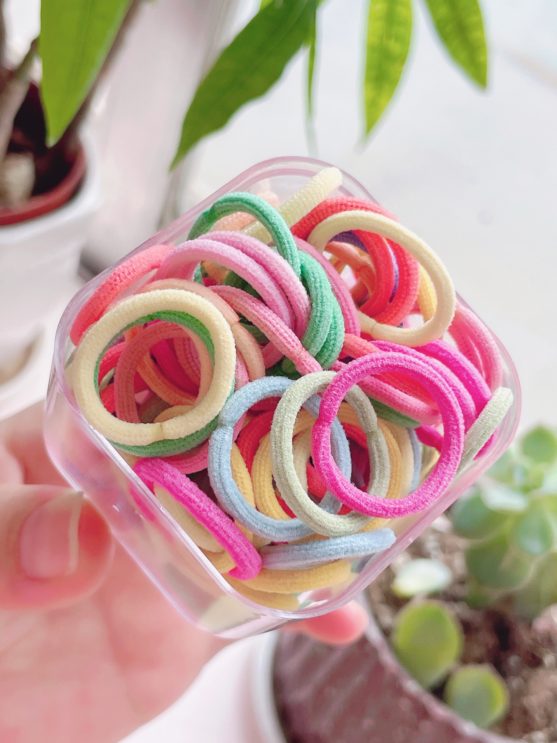 069 square box hair band Thumb fleece Small loop style, rich in color, classic and durable, 100 seamless leather bands details Picture