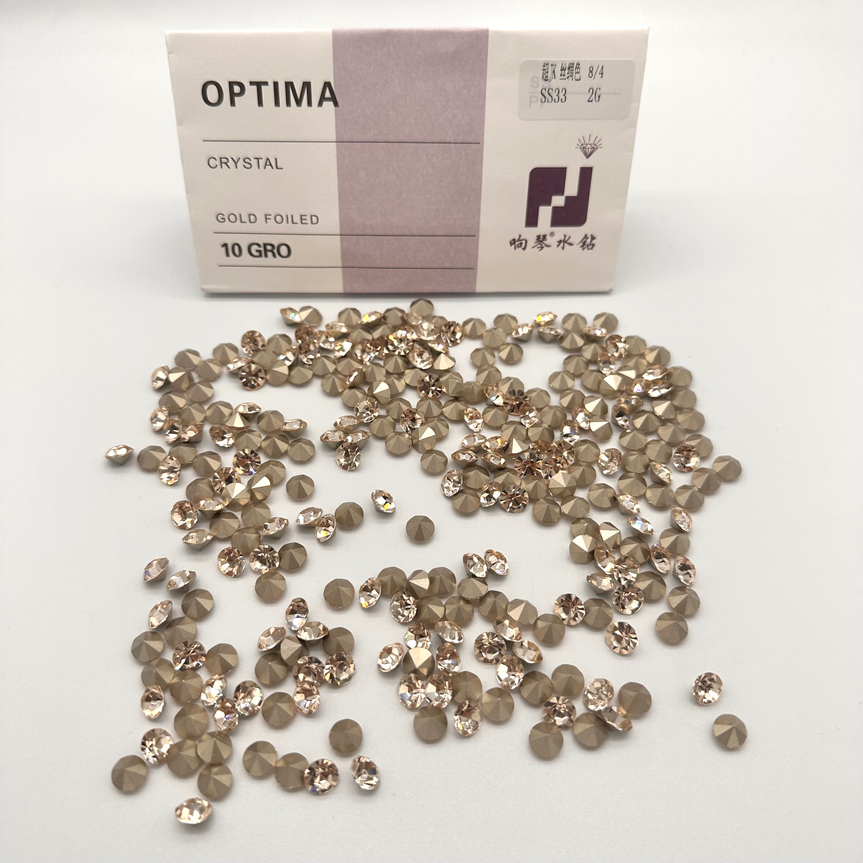 Xiangqin Crystal Jewelry Store S6 [1.9-2.0mm] Silk-colored gold quartz Nail and nail diamond jewelry Crystal diamond accessories.