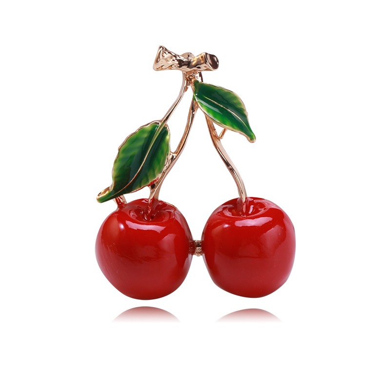 Factory direct sales of creative and light luxury Korean version new best-selling oil-drip cherry brooch, light luxury creative retro brooch, simple and fashionable accessory pin in stock Item Picture