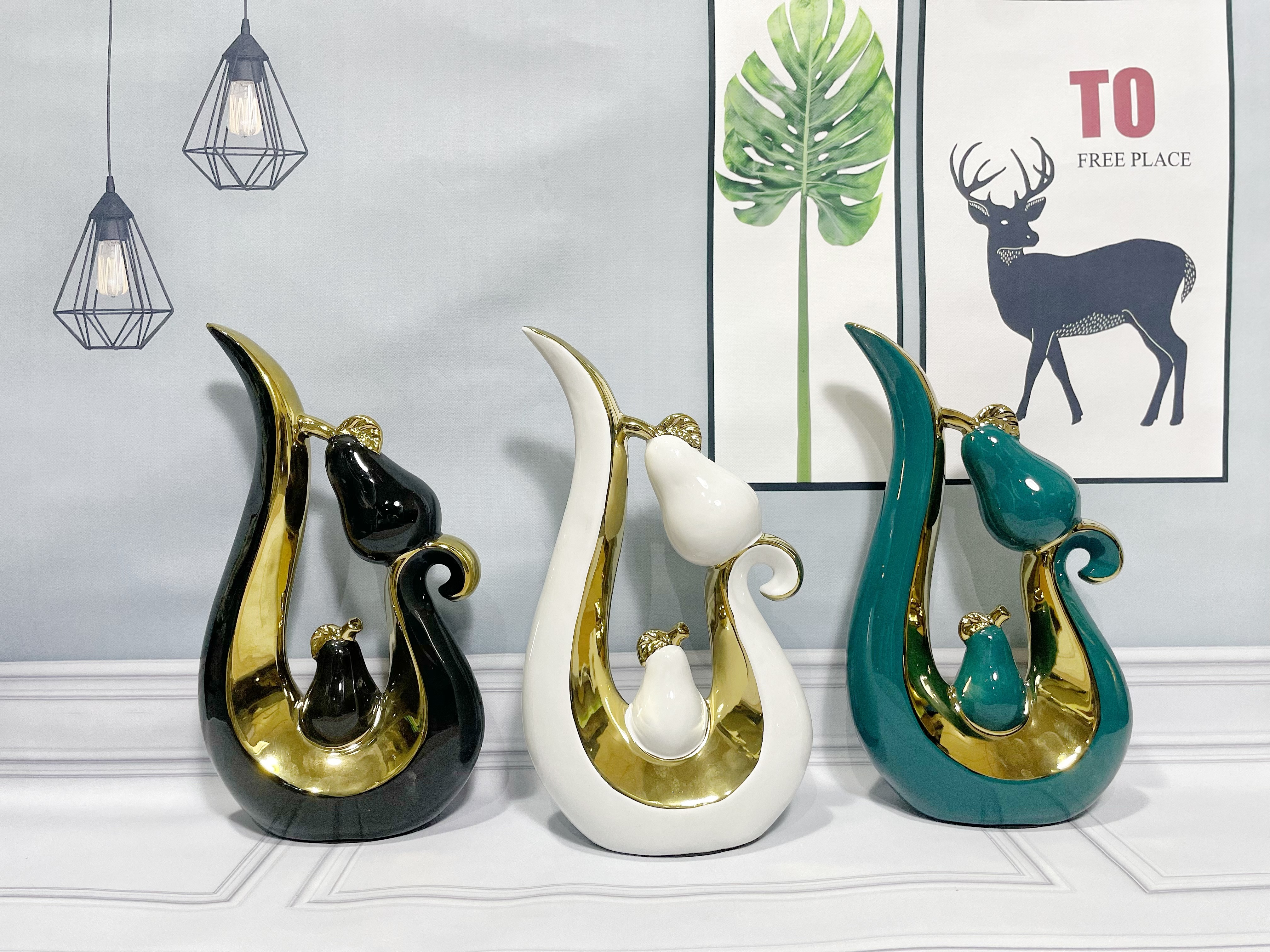 2025chinagoods904 New Products: Handicrafts, gifts, craft ornaments, light luxury hotel and home furnishings, ceramic electroplated ornaments, creative abstract art, soft furnishings, office model rooms, TV cabinet ornaments