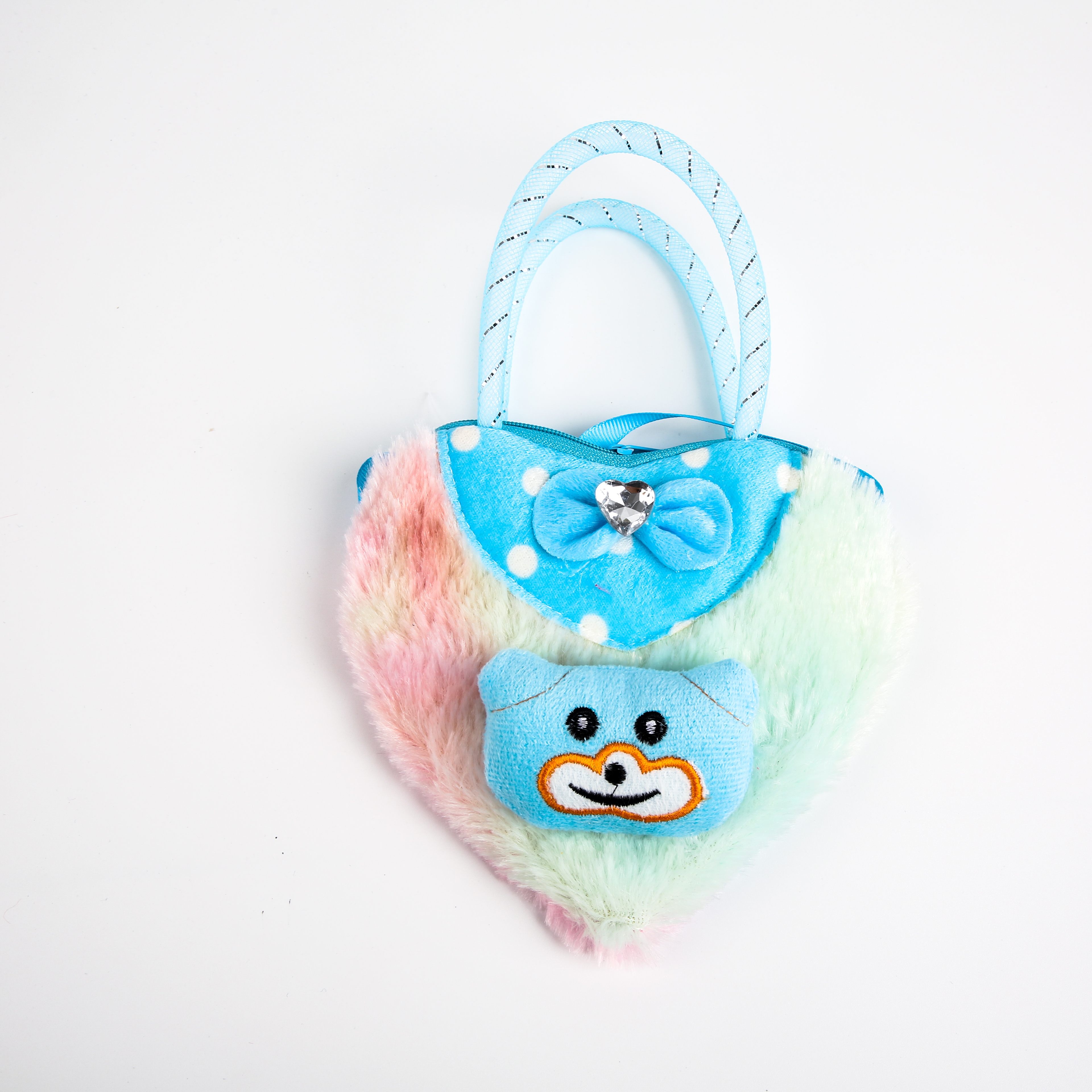 Direct sales from the manufacturer of 2022 Tie-dyed Heart-shaped Gold Thread hand-held plush Bag, Children's crossbody Bag and Cartoon Unicorn Bag details Picture