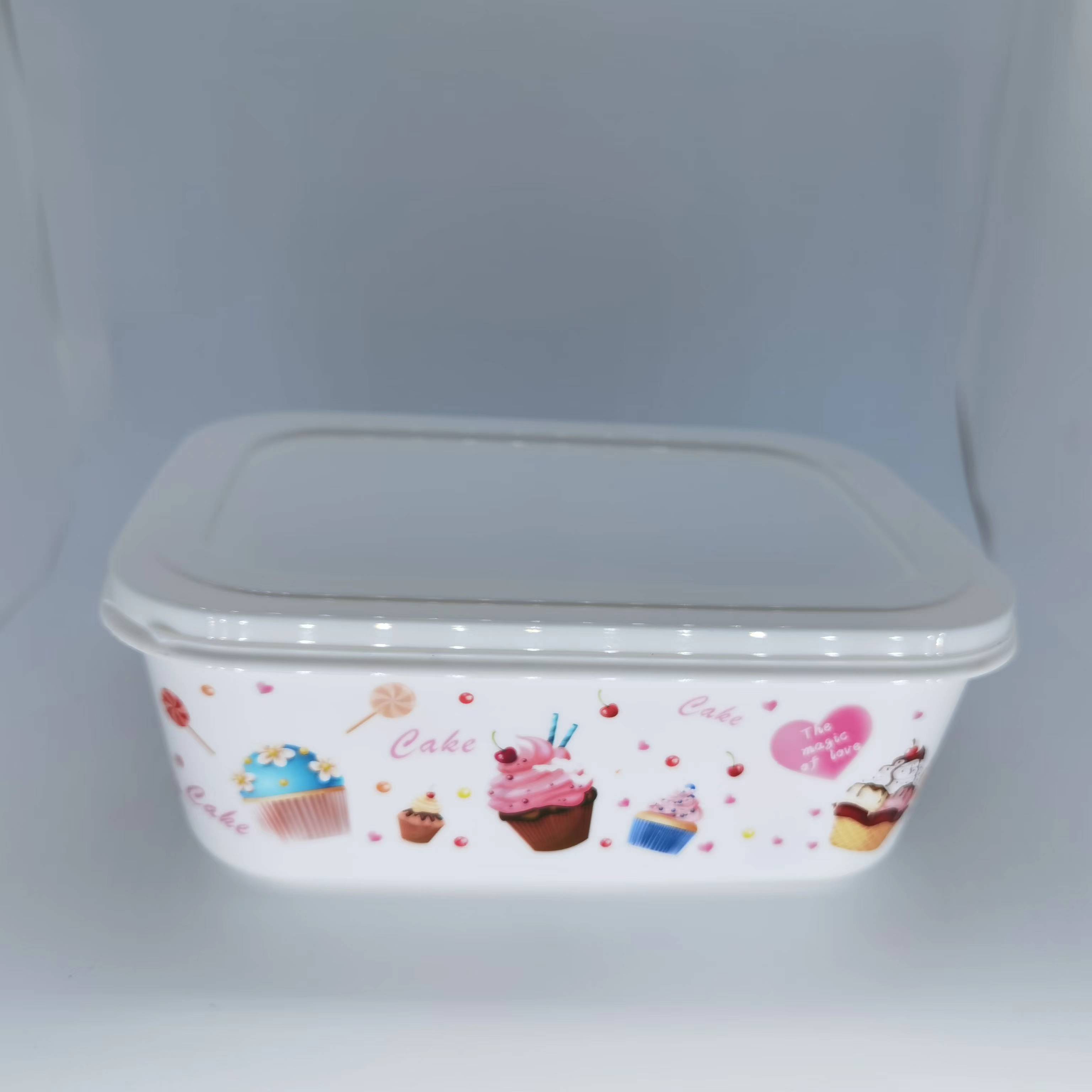 塑料饭盒长方形家庭密封饭盒水果便当糖果图案