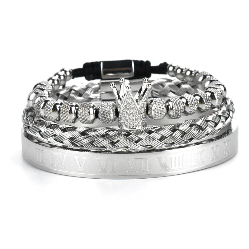 不锈钢菠萝球带钻手镯   