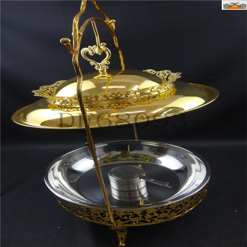 DF68093 dining stove CH2901G-8L Golden Light luxury hanging lid Gold edge self-service alcohol stove Dining stove Luxury lace DF Trading House details Picture