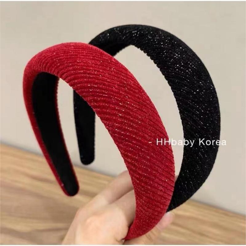 The new velvet slightly sparkling height-increasing sponge headband for the top of the head from Dongdaemun, South Korea, is a solid color French retro fashion headband details Picture