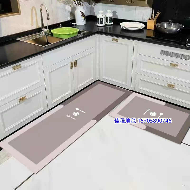 2.5mm thick soft diatom mud printed floor MATS, carpets, kitchen MATS, quick-drying floor MATS, bathroom floor MATS, kitchen anti-slip floor MATS, floor MATS, door MATS, multiple patterns, good product quality, 38*58+38*118 Specification image