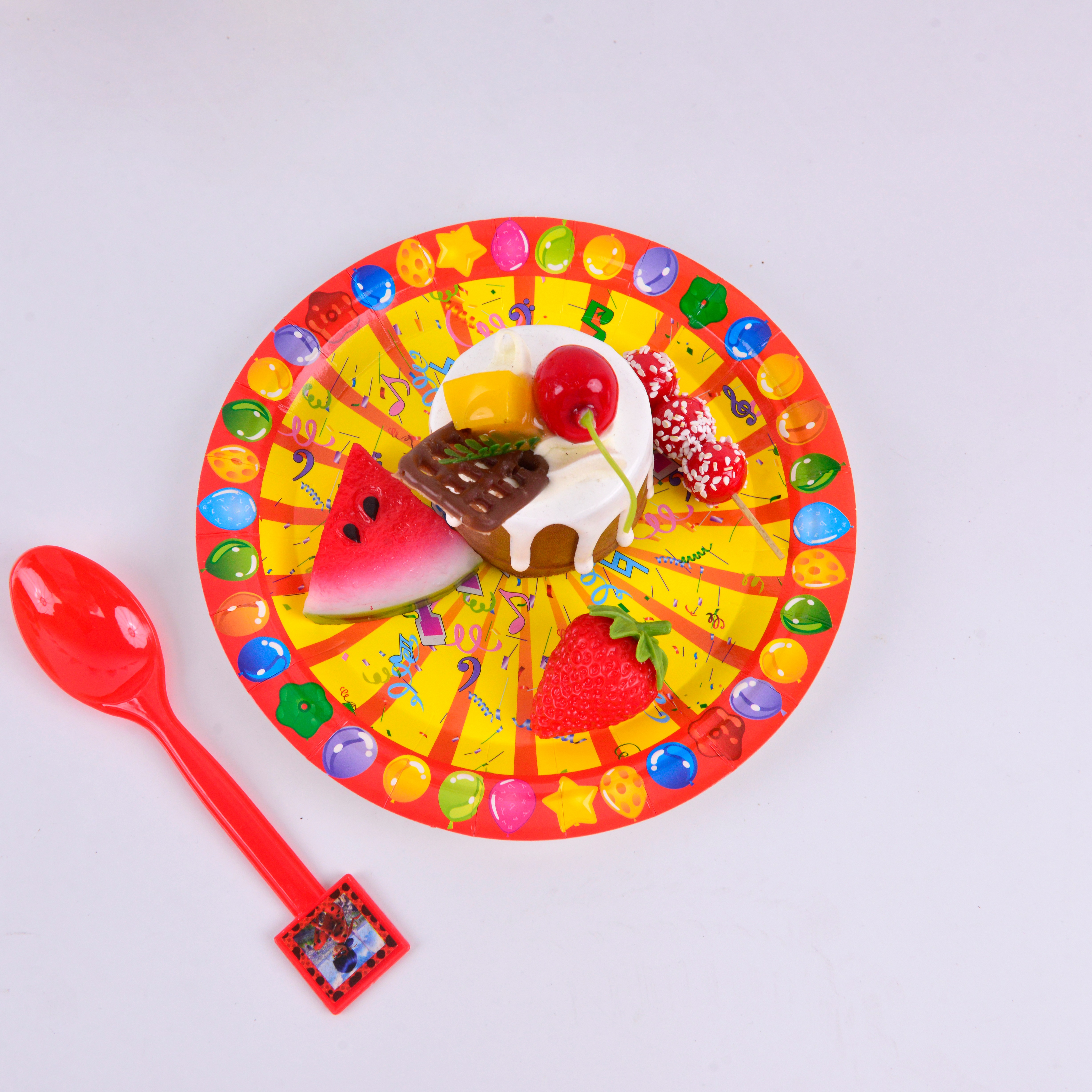 生日纸盘/派对用品/一次性盘白底实物图