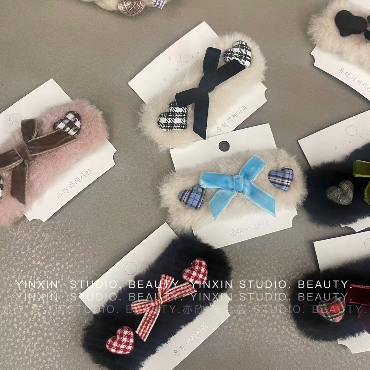 Autumn and winter new plush bb clips, hair clips, hairpins, headwear, Korean side cute furry hair clips, bangs clips 1