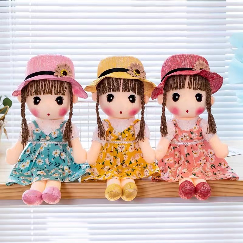 90cm Feier doll, cute flower fairy plush toy, straw hat princess soothing doll doll, birthday gift for girls details Picture