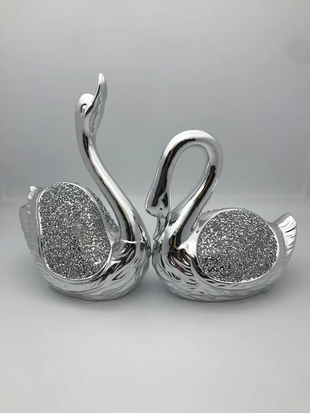 Exquisite ceramic swan rhinestone ornaments