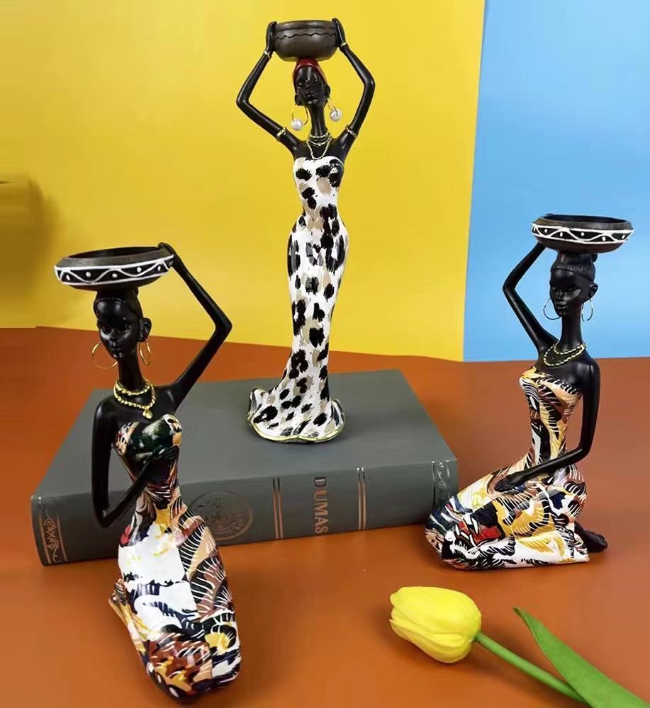 Black beauty candlestick resin craft ornament details Picture