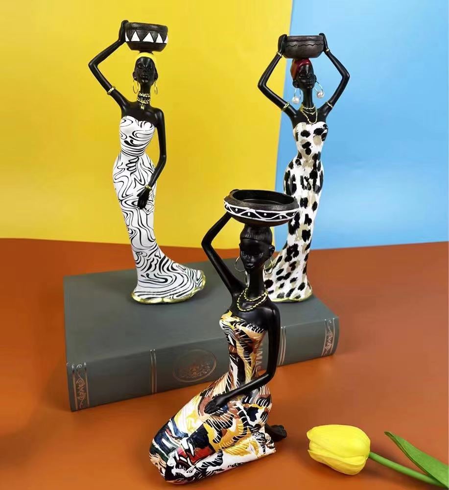 Black beauty candlestick resin craft ornament Item Picture