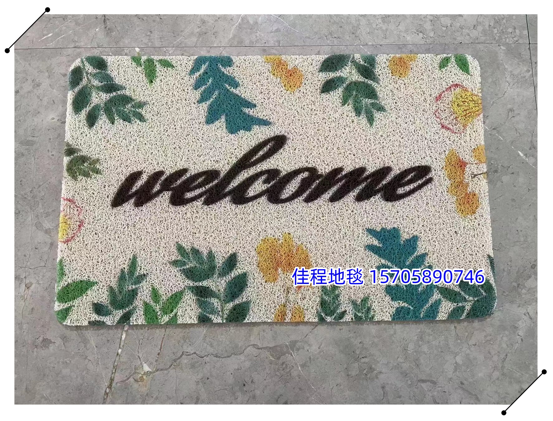 PVC3D printed floor MATS, anti-slip floor MATS, floor MATS, carpet, brushed floor MATS, wire rings, spray-printed MATS, foam bathroom MATS, kitchen MATS. The product quality is good with many patterns and excellent spray-printing effects. The size is 38*58cm Application Scenario