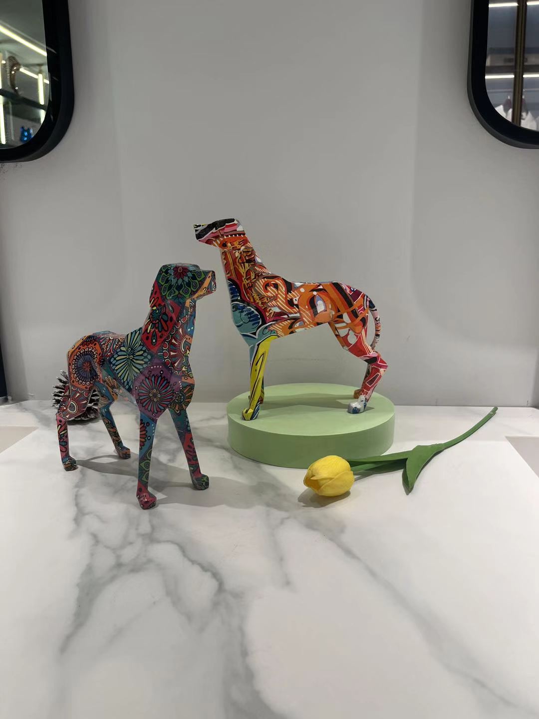 Geometric Dog high-end resin heat transfer printing handicrafts Specification image