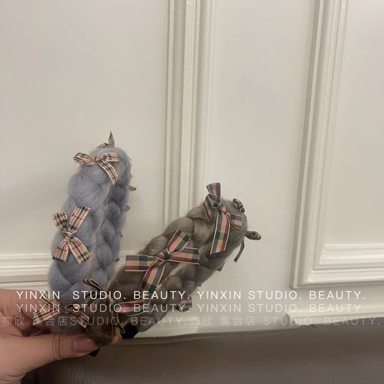 Korean bow, plush, brachian hairband, mohair, colorful headband, new autumn and winter trendy, versatile facial hair clip 1