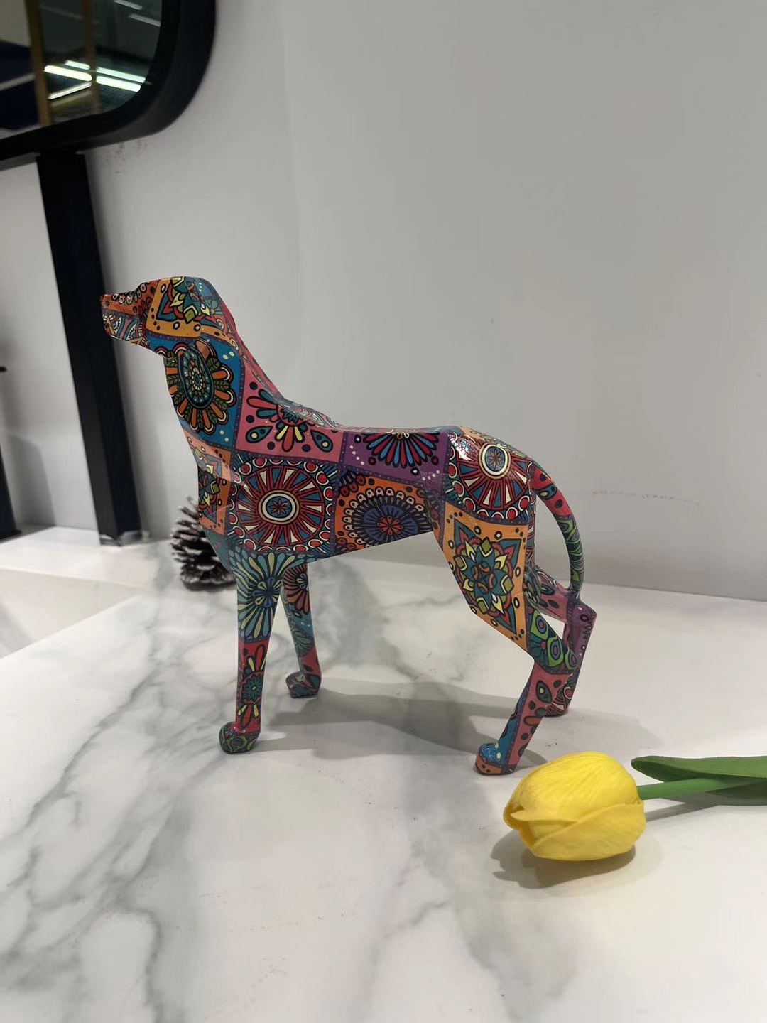 Geometric Dog high-end resin heat transfer printing handicrafts details Picture