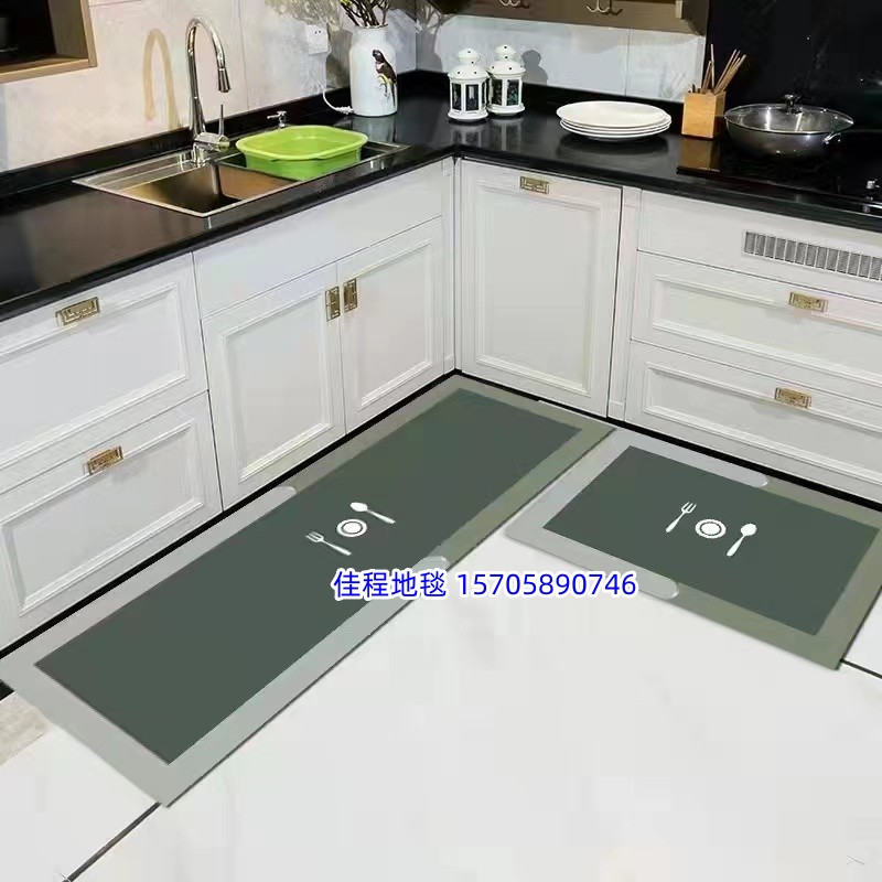 2.5mm thick soft diatom mud printed floor MATS, carpets, kitchen MATS, quick-drying floor MATS, bathroom floor MATS, kitchen anti-slip floor MATS, floor MATS, door MATS, multiple patterns, good product quality, 38*58+38*118 Specification image